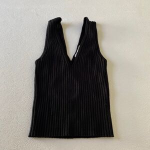 Madewell Black Ribbed Deep V-Neck Sleeveless Knit Tank Top Women’s Small